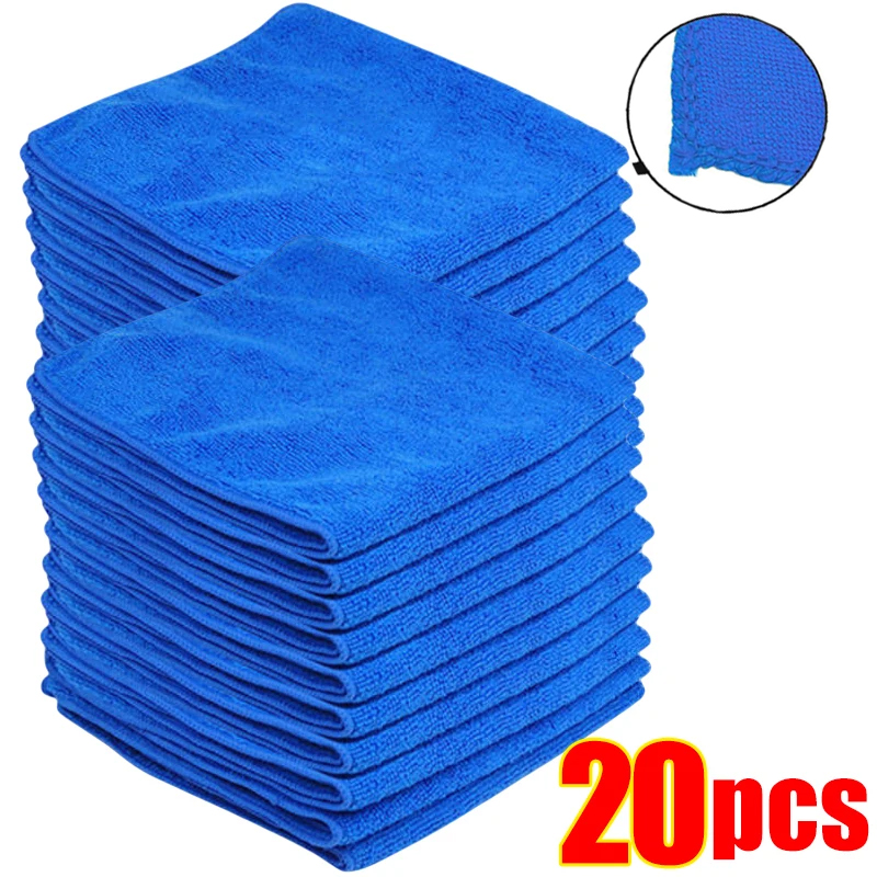 1-20Pcs Microfiber Towels Car Wash Drying Cloth Towel Household Cleaning Cloths Auto Detailing Polishing Cloth Home Clean Tools pcs blue