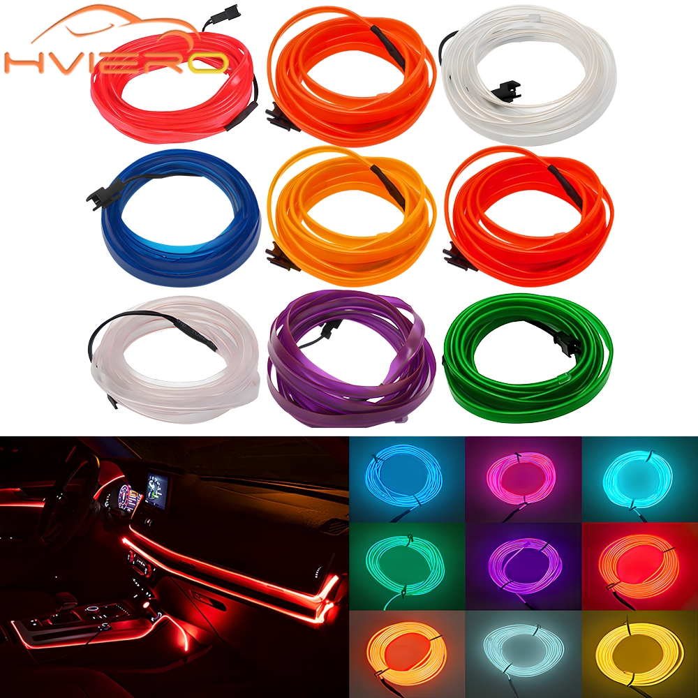 Hot Sale 1/2/3/5M Car Interior Lighting LED Door Strip Decoration Garland Wire Rope Tube Line Flexible Neon Lamps Bar USB Drive