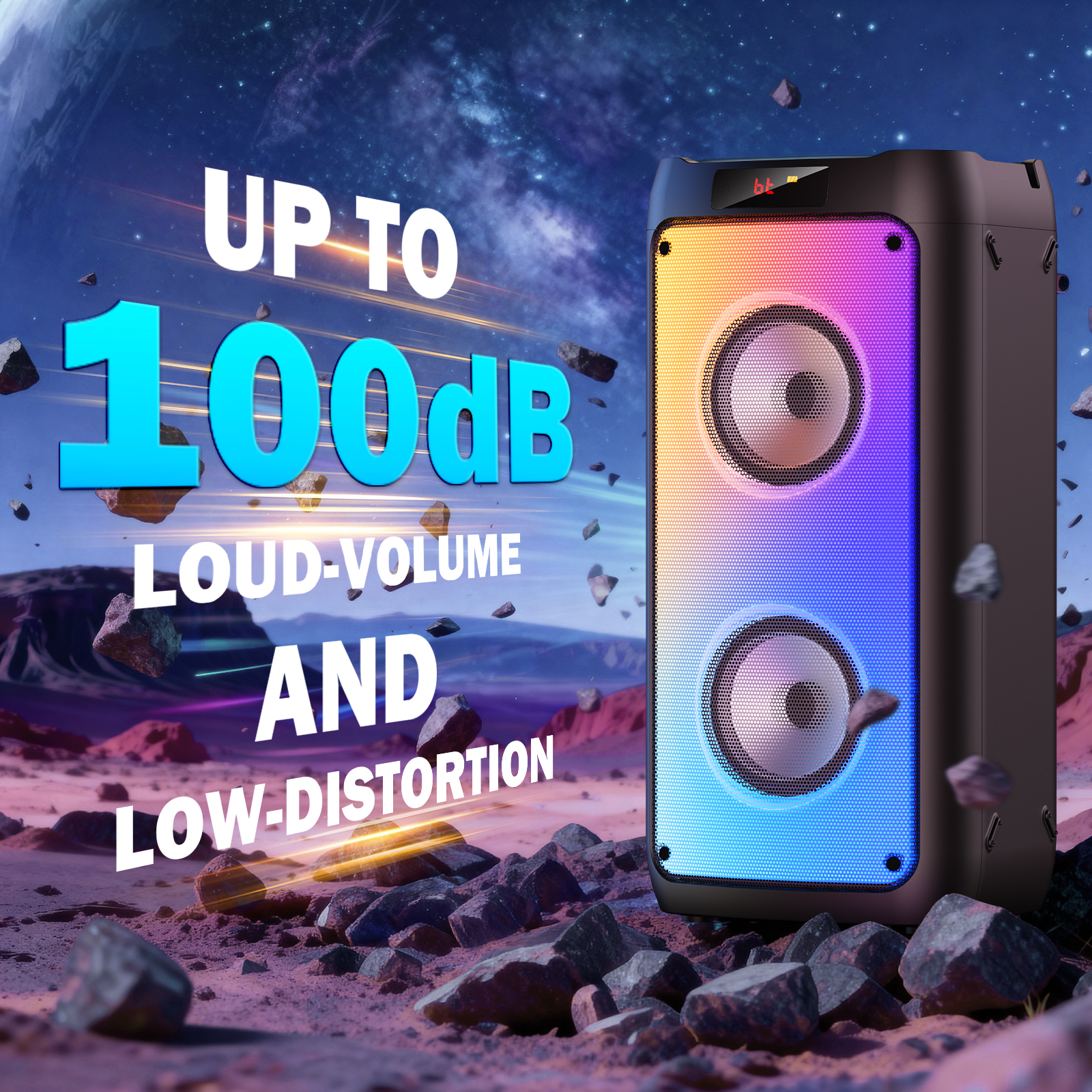 Wireless Bluetooth Speaker, Karaoke Machine with 2 Microphone, Home Karaoke Party Speaker with LED Light