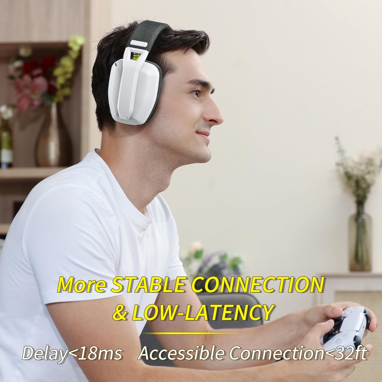BINNUNE BW06 2.4GHz Wireless Gaming Headset with Mic for PS5 PS4 PC Mac Playstation Bluetooth Gaming Headphone with Microphone
