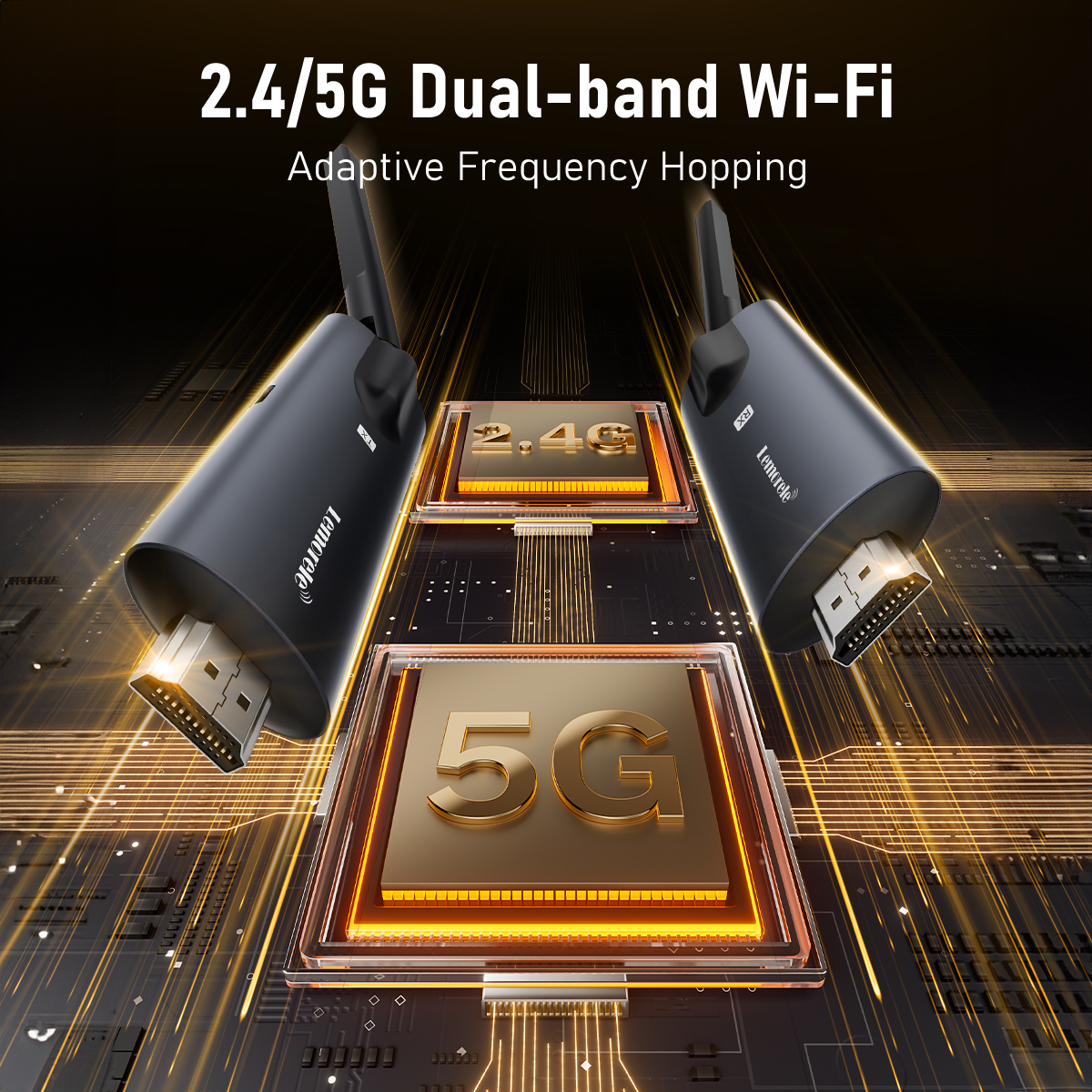 Lemorele 5G 200M Wireless HDMI Transmitter and Receiver Meeting Bluetooth Transmitter Audio for Laptop TV Projector Monitor Came
