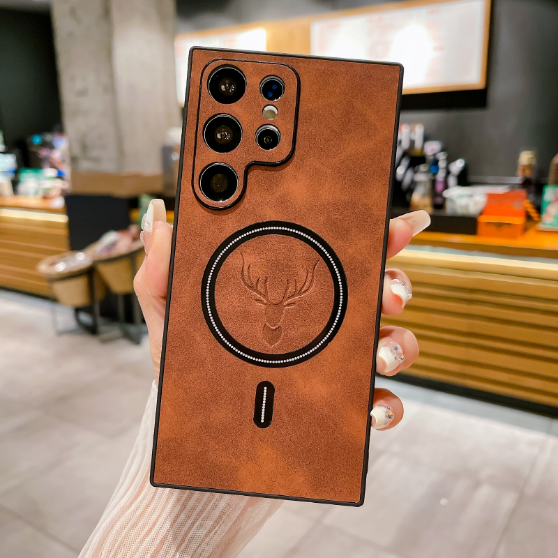 Luxury Leather For Magsafe Magnetic Wireless Charging Phone Case For Samsung S26 Ultra S24 S23 S21 S22 S25 Note 20 Ultra Plus FE