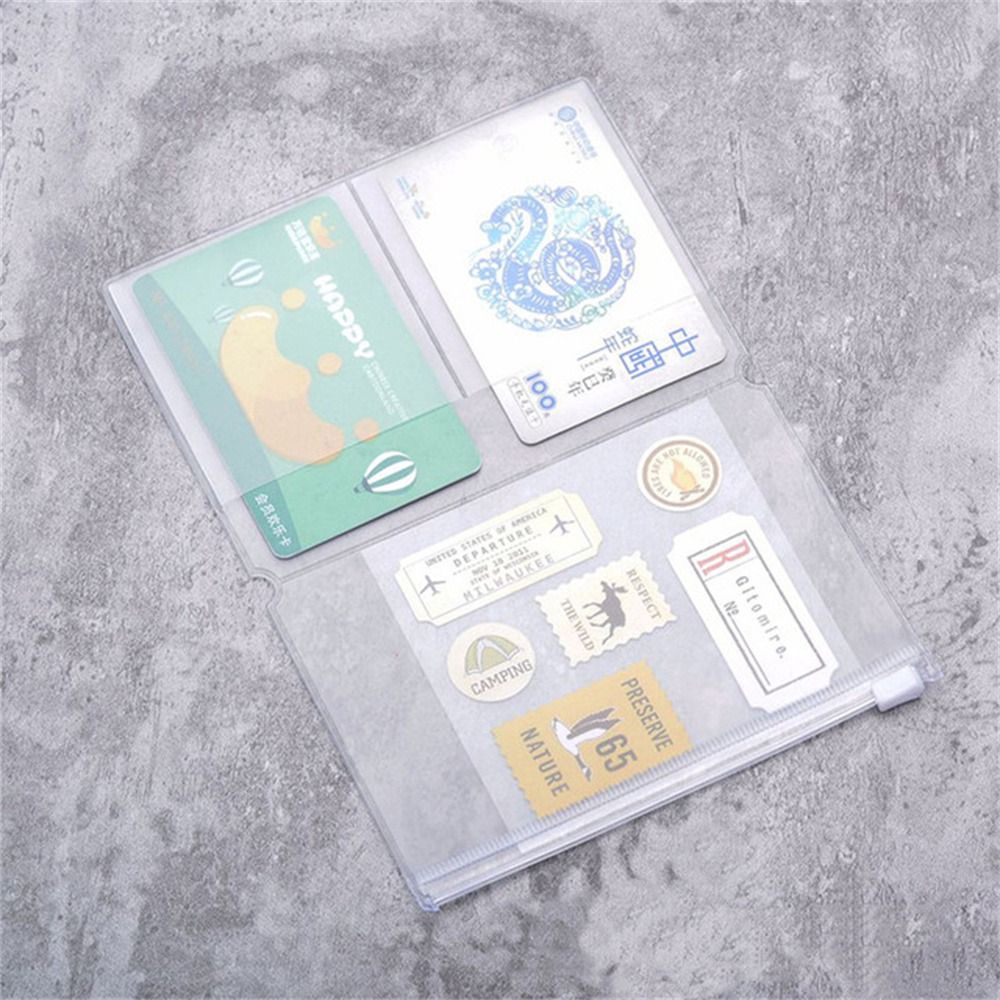 PVC Zipper Bag for Midori Travelers Notebook Journal Planner Accessory Card Holder Storage Standard/Pocket/Passport x90mm