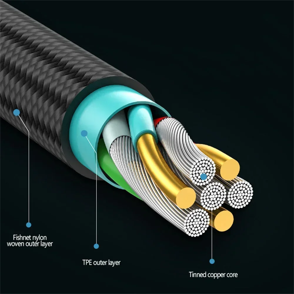40W 5A USB To Type C Fast Charge Weave Data Cable 90 Degree Phone Charger Cable For iPhone Xiaomi Redmi Huawei USB Charging Wire