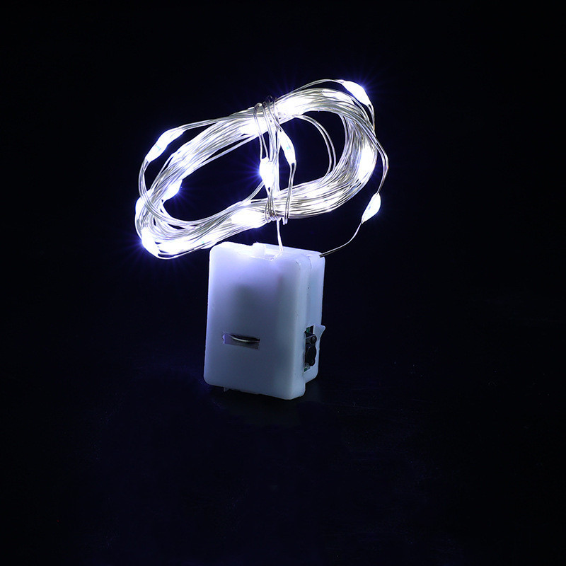 LED Fairy Lights Button Battery Light String Christmas Wedding New Year Bedroom Living Room Garden Decoration Garland White / M 10LEDs