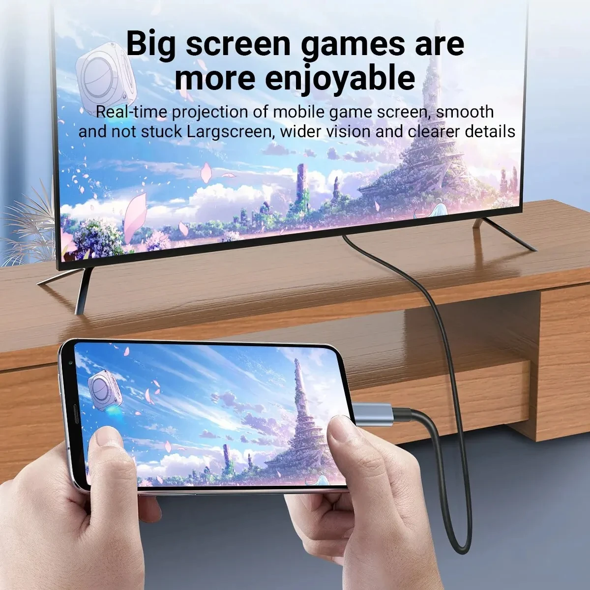 4K HD Video Conversion Cable Typec To Hdtv Same Screen Cable TV Computer 2 Meters Braided Screen Projection Cable