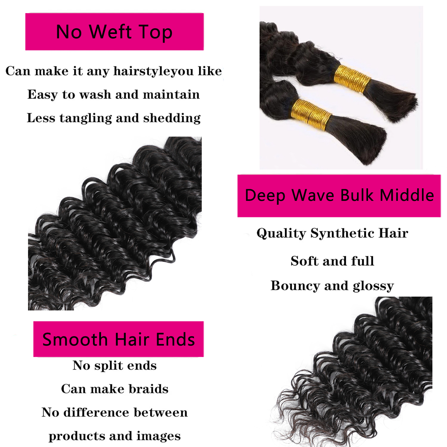 26 Inch Deep Wave Bulk Human Hair 2 Bundles Human Hair 100g Brazilian Braiding Hair For Women Boho Braids Human Hair Bundles