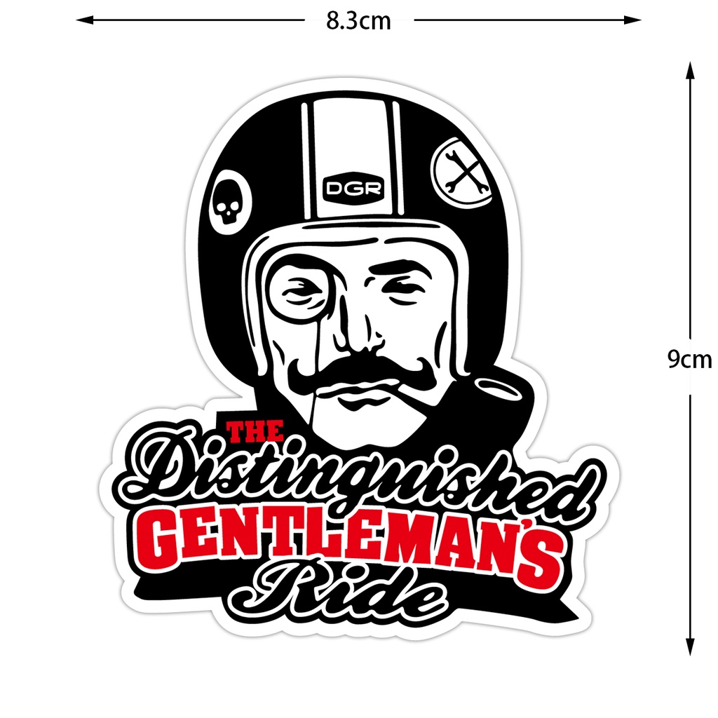 Retro the Distinguished Gentleman's Ride Cafe Rider Reflective Motorcycle Sticker Decor Motor Bike Body Helmet Decal Accessories B (9cm X 8.3cm)