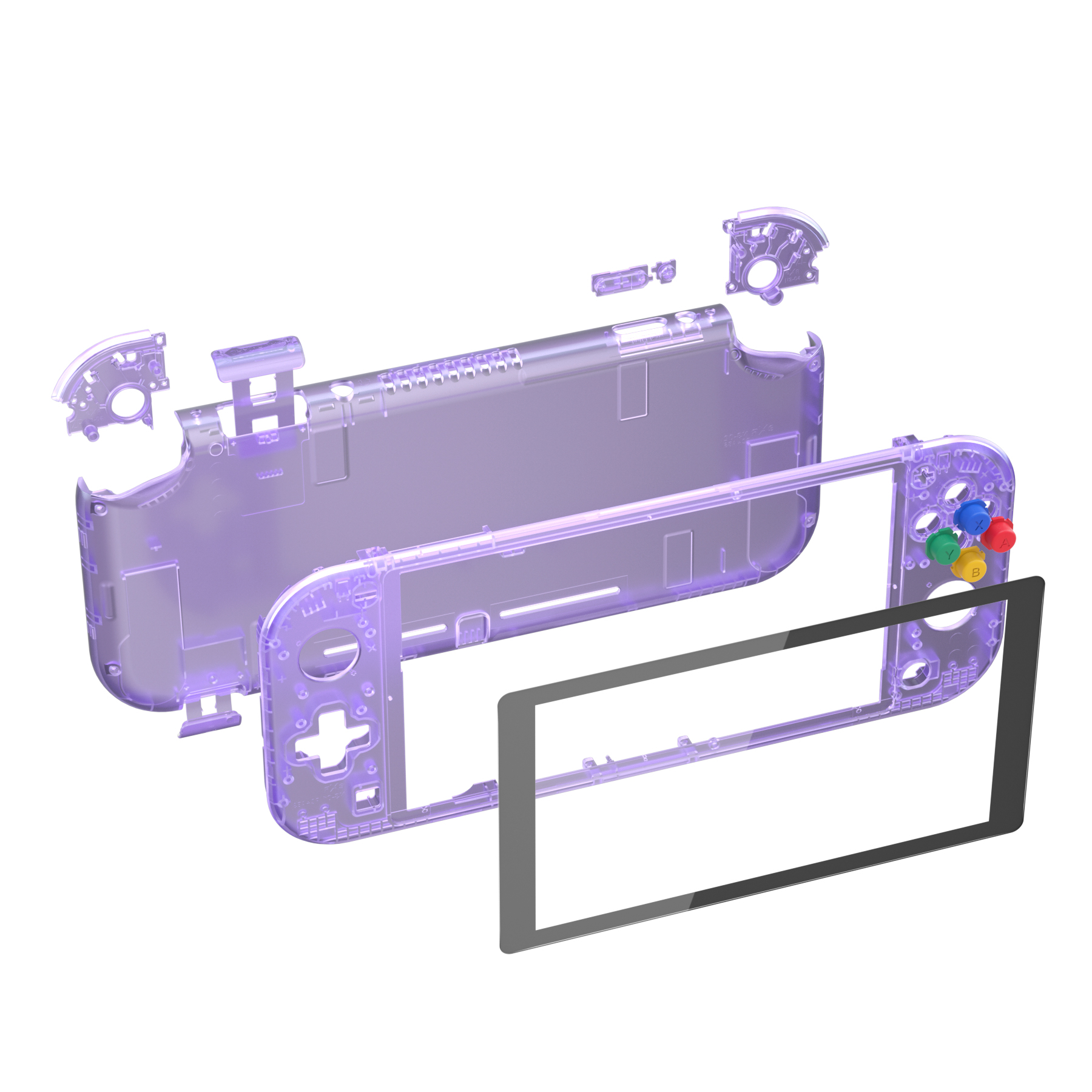 eXtremeRate Replacement Handheld Controller Housing Custom Shell with Screen Protector & ABXY Buttons for Nintendo Switch Lite Clear Purple / China