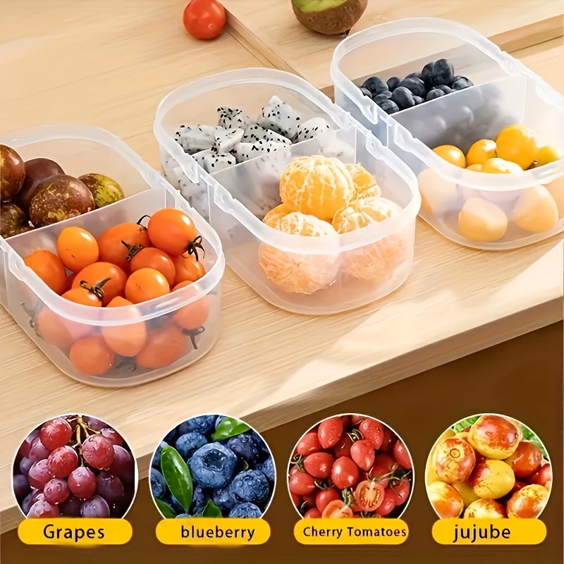 Dual Compartment Food Storage Container Plastic Sealed Easy Clean Reusable for Spices Herbs Lunch Kitchen Camping Office