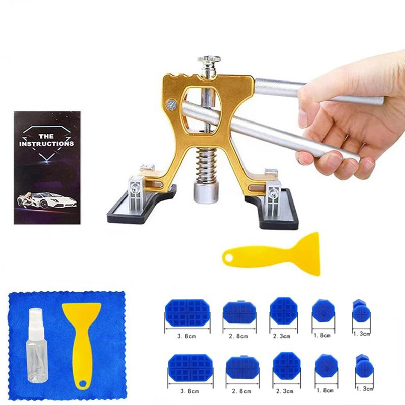 PWSAuto Body Dent Repair Kit Car Dent Puller With Golden Dent Puller For Auto Body Dent Removal Minor Dent And Deep Dent Removal Pcs(No Glue gun)