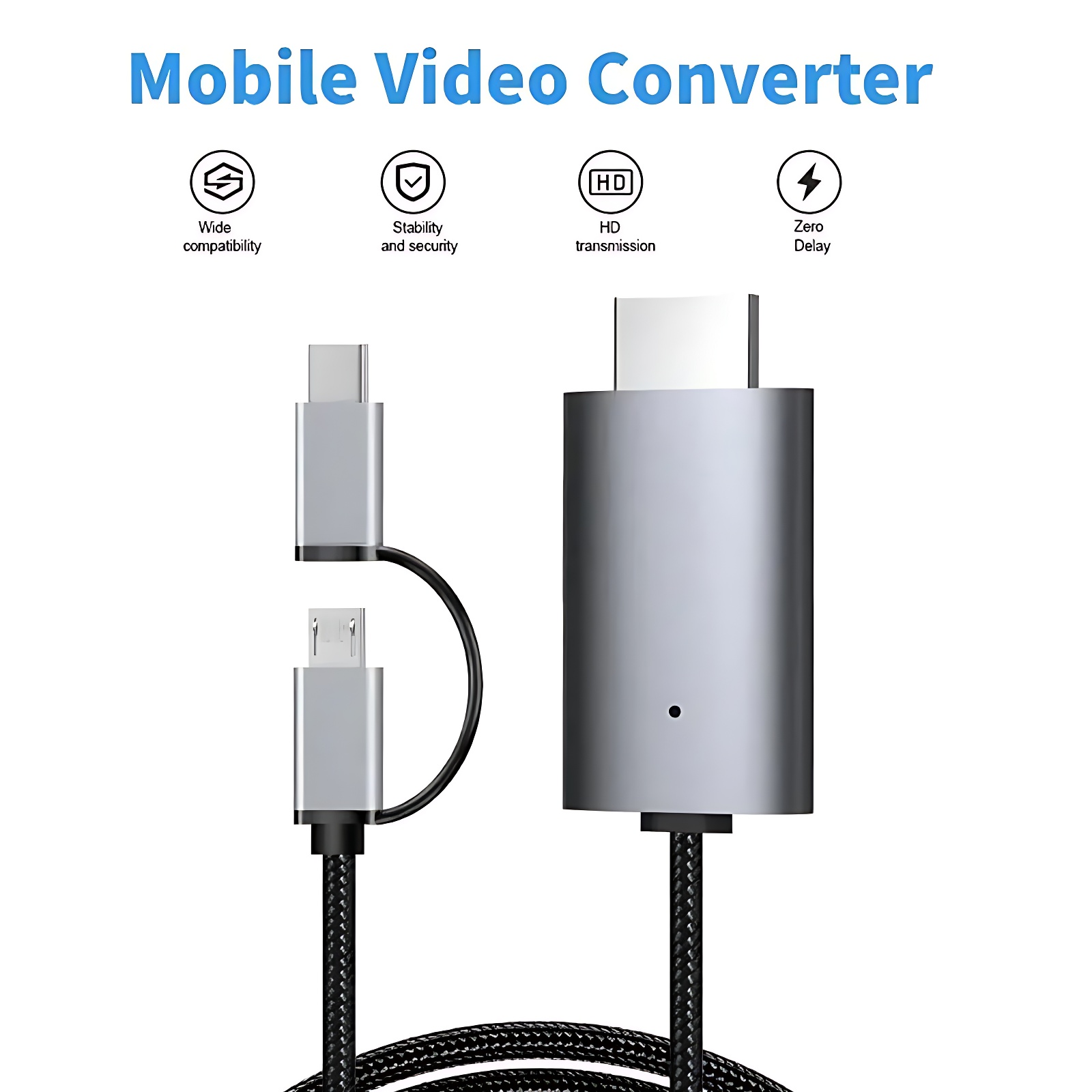 LD39 Wire HD Streaming Display TV Stick Dongle Micro USB Type C to HDMI Compatible Cable Mirroring Screen for Phone Tablet to TV