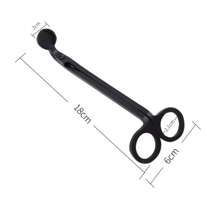 18cm Candle Wick Trimmer Stainless Steel Scissors Trim Wick Cutter Round Head Candles Core Shears Handmade Tools black