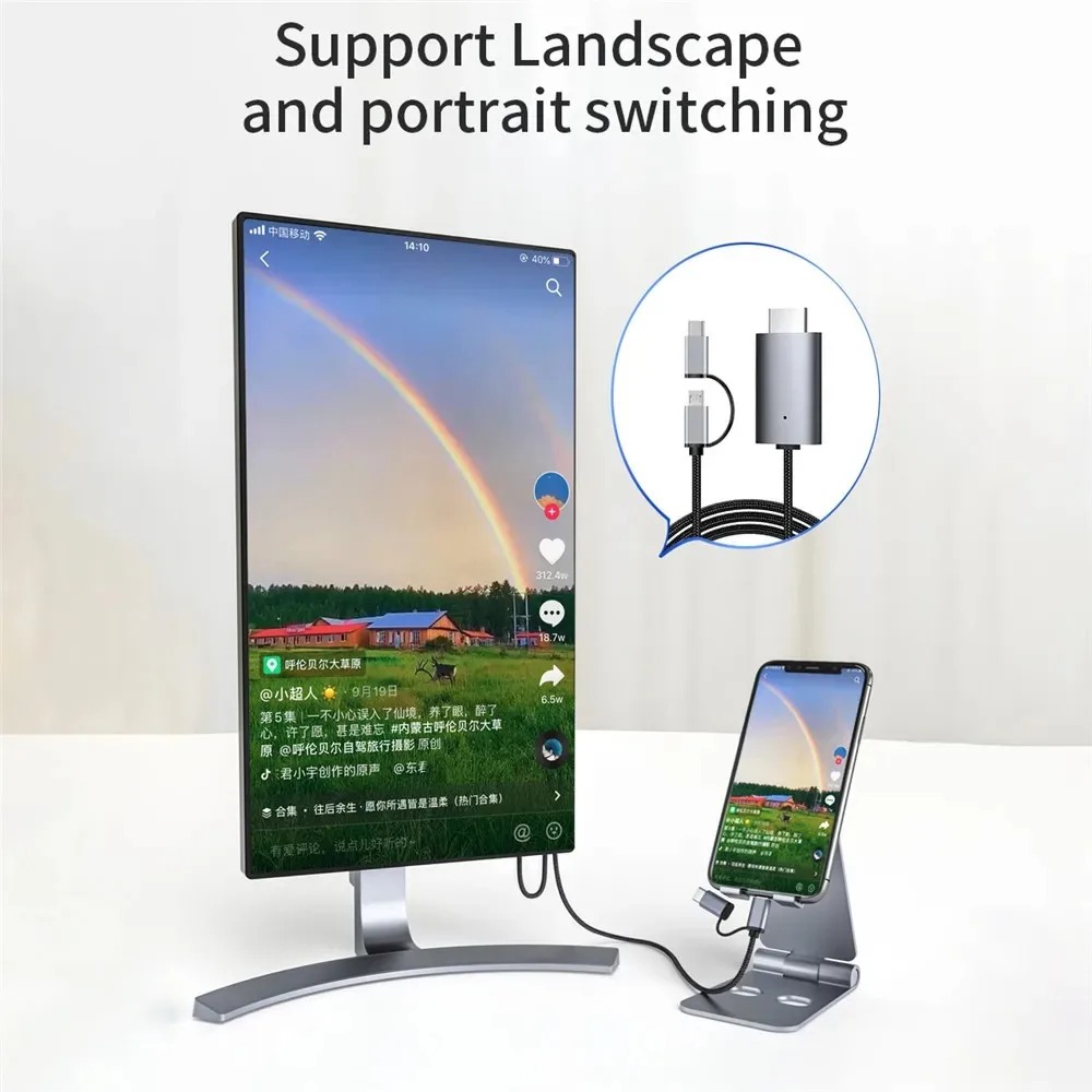 LD39 Wire HD Streaming Display TV Stick Dongle Micro USB Type C to HDMI Compatible Cable Mirroring Screen for Phone Tablet to TV