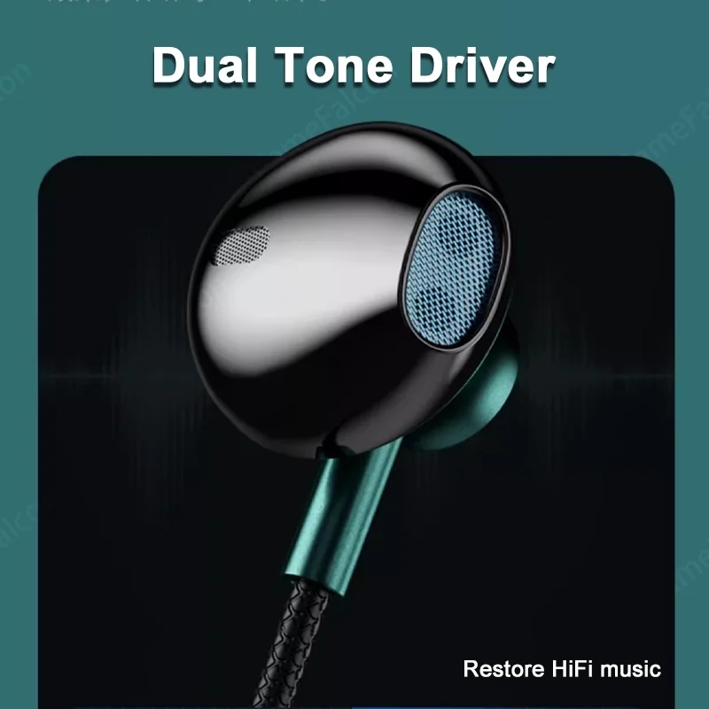 NEW 9D Surround Sound Type C&3.5mm Headphones Volume Control Headset With HD Mic Wired Earbuds For IPhone15-17/Samsung Earphones