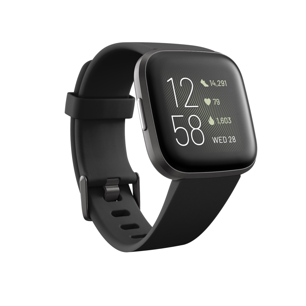 Fitbit Versa 2 Health and Fitness Smartwatch with Heart Rate, Music, Alexa Built-In, Sleep and Swim Tracking, Black/Carbon Versa2 Black