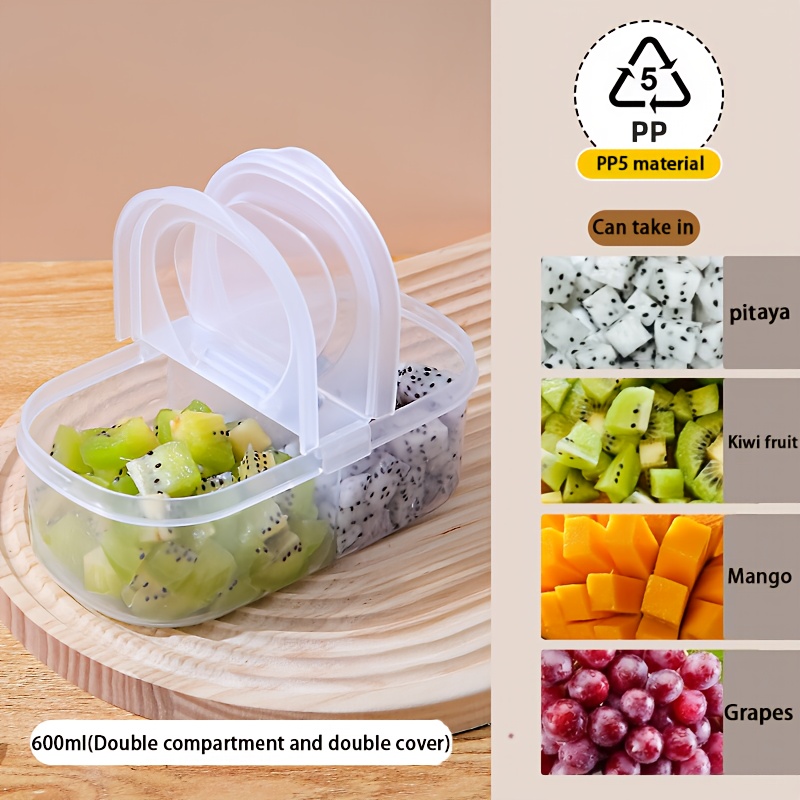 Dual Compartment Food Storage Container Plastic Sealed Easy Clean Reusable for Spices Herbs Lunch Kitchen Camping Office