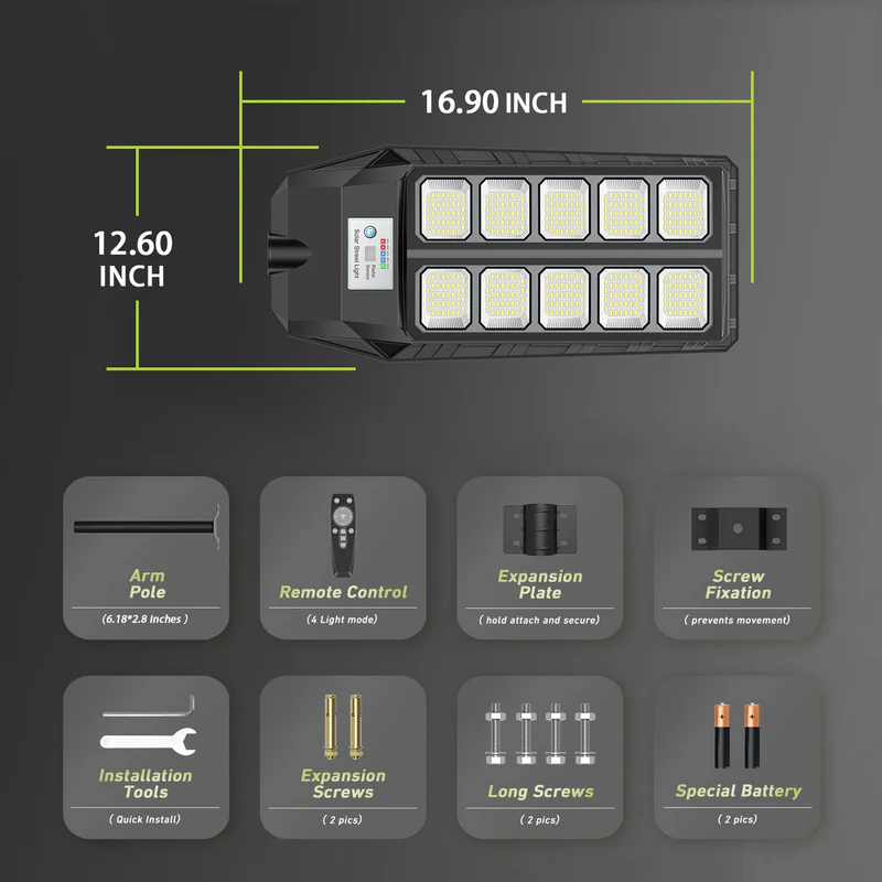 2 Pack Solar Street Light Outdoor, 4000W LED Solar Powered Flood Light with Remote Control, Motion Sensor Dusk to Dawn Security Lighting, IP66 Waterproof for Yard Driveway Garden Deck Garage