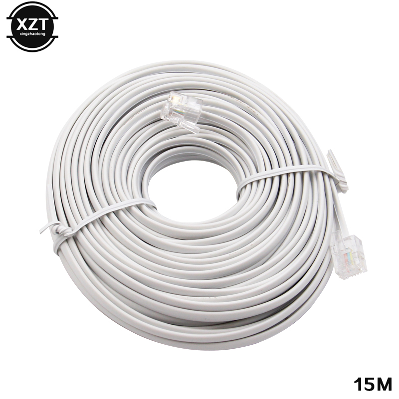 30/25/20/18/15/12/10/9/7.7/6/3/2/1M RJ11 Male Two Core 6P4C Modular Telephone Phone Cables Extension Cable Wire Finished Phone L