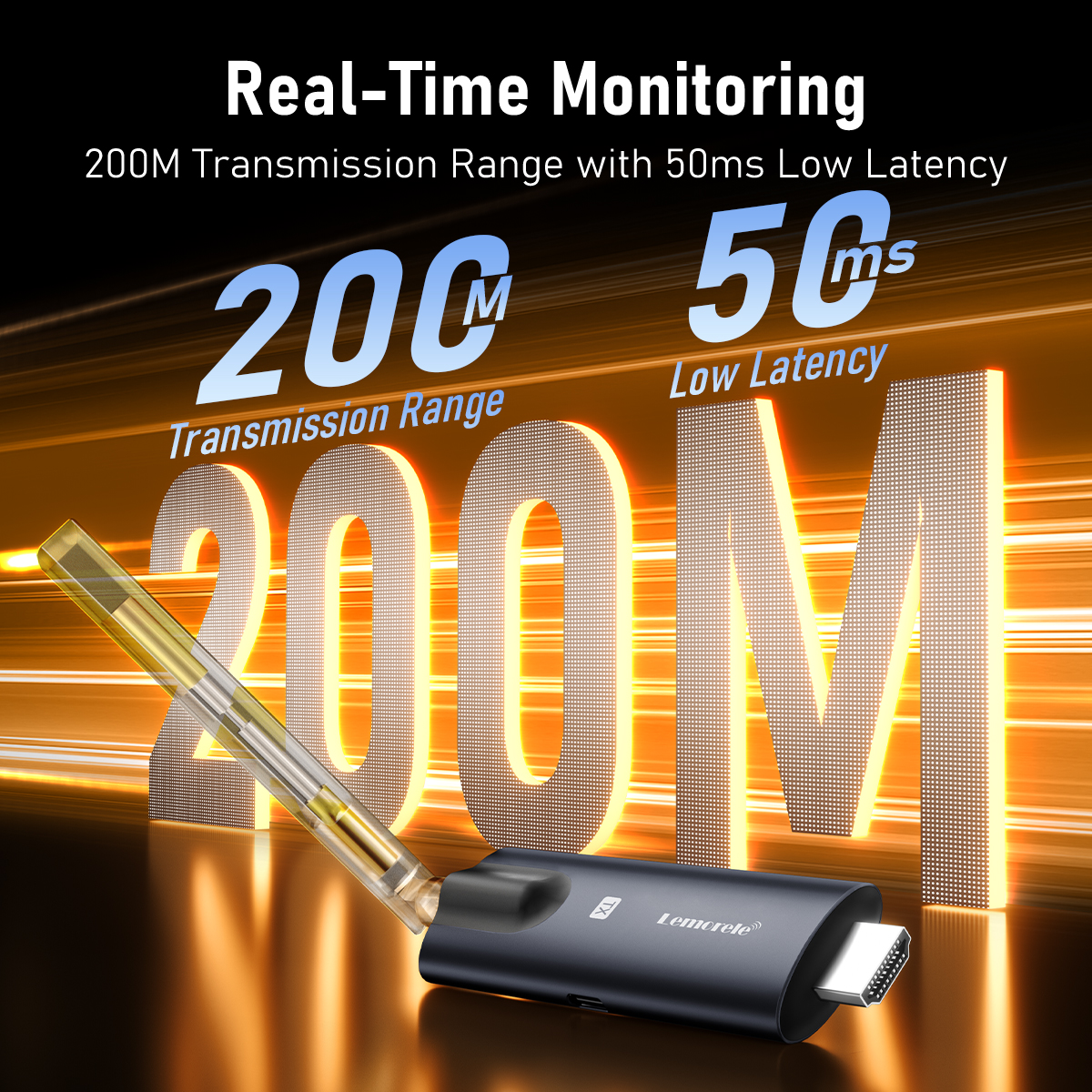 Lemorele 5G 200M Wireless HDMI Transmitter and Receiver Meeting Bluetooth Transmitter Audio for Laptop TV Projector Monitor Came