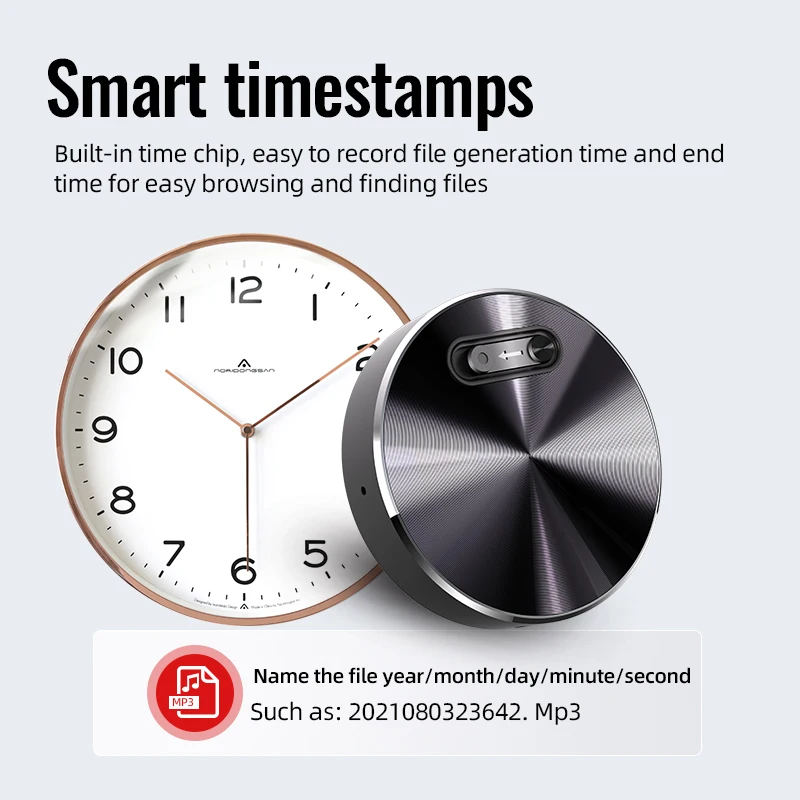 Built-in Magnet Mini Voice Activated Recorder Small Digital Audio Recording Device Sound Dictaphone STTWUNAKE