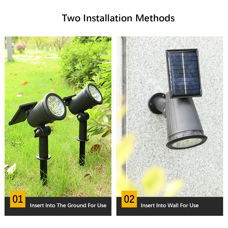9 LEDs Solar Spotlights, Outdoor Waterproof, Spot Lights, Brightness Adjustable for Garden Backyard Driveway Patio Decor