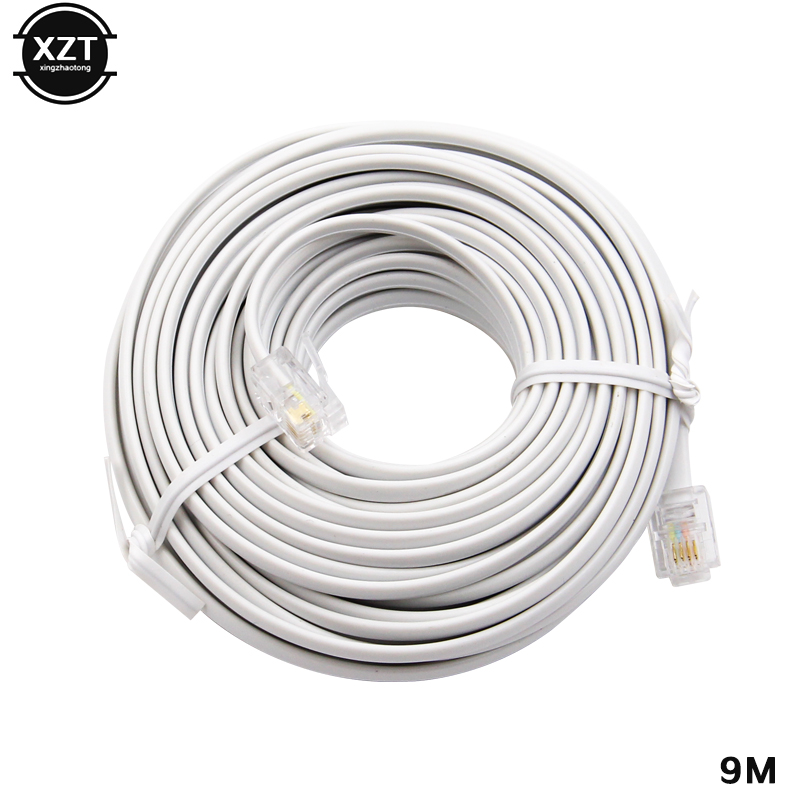 30/25/20/18/15/12/10/9/7.7/6/3/2/1M RJ11 Male Two Core 6P4C Modular Telephone Phone Cables Extension Cable Wire Finished Phone L