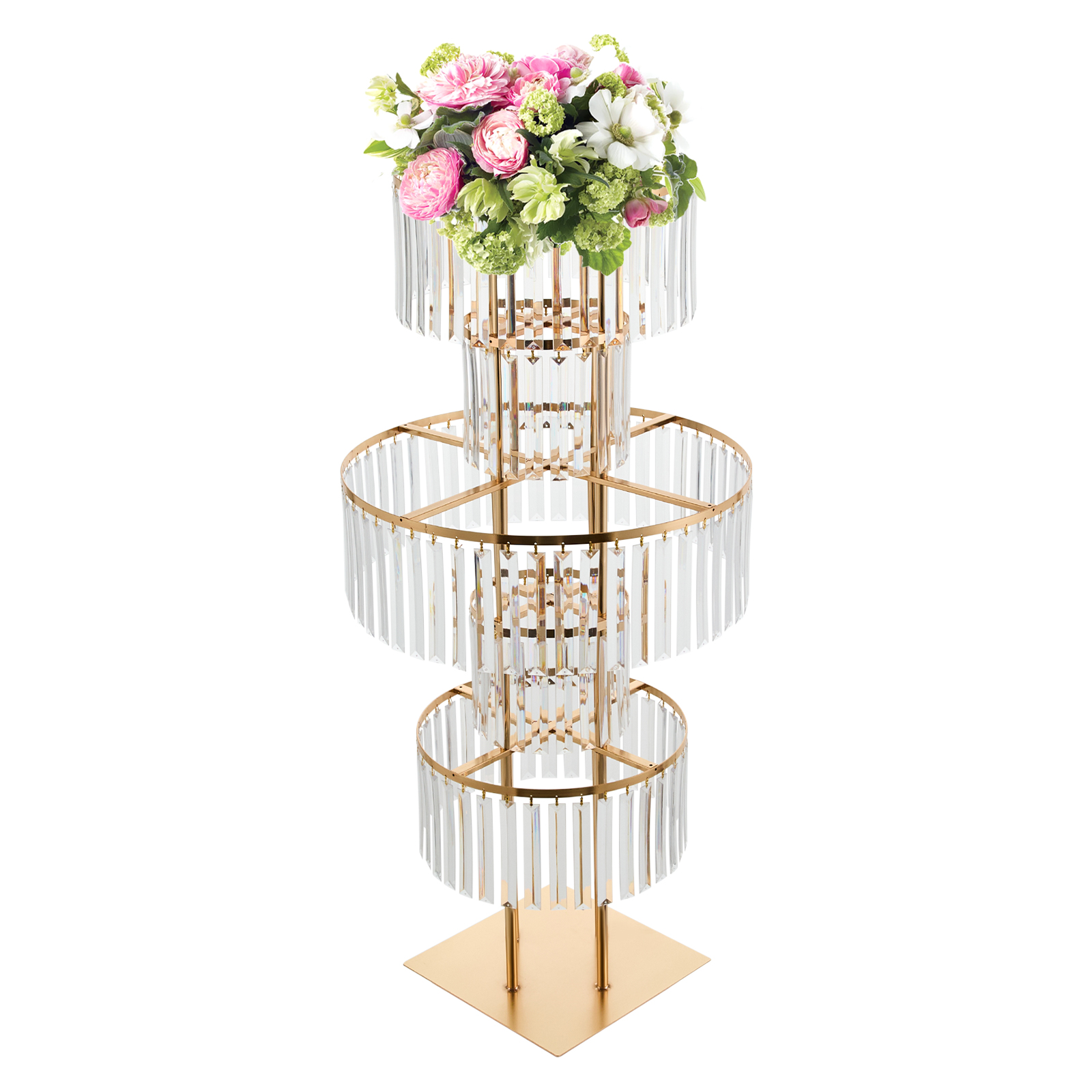 1/2Pcs 5-Tier Gold Acrylic Wedding Flower Stand 110cm Crystal Style Floor Standing Centerpiece for Wedding Party Event Decorate