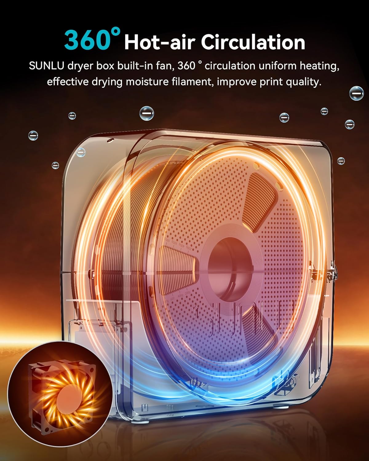 SUNLU Official S1 Plus Filament Dryer For 3D Printer Filament, Dehydrator with Fan Design, Filament Storage 1.75 2.85 3.00mm