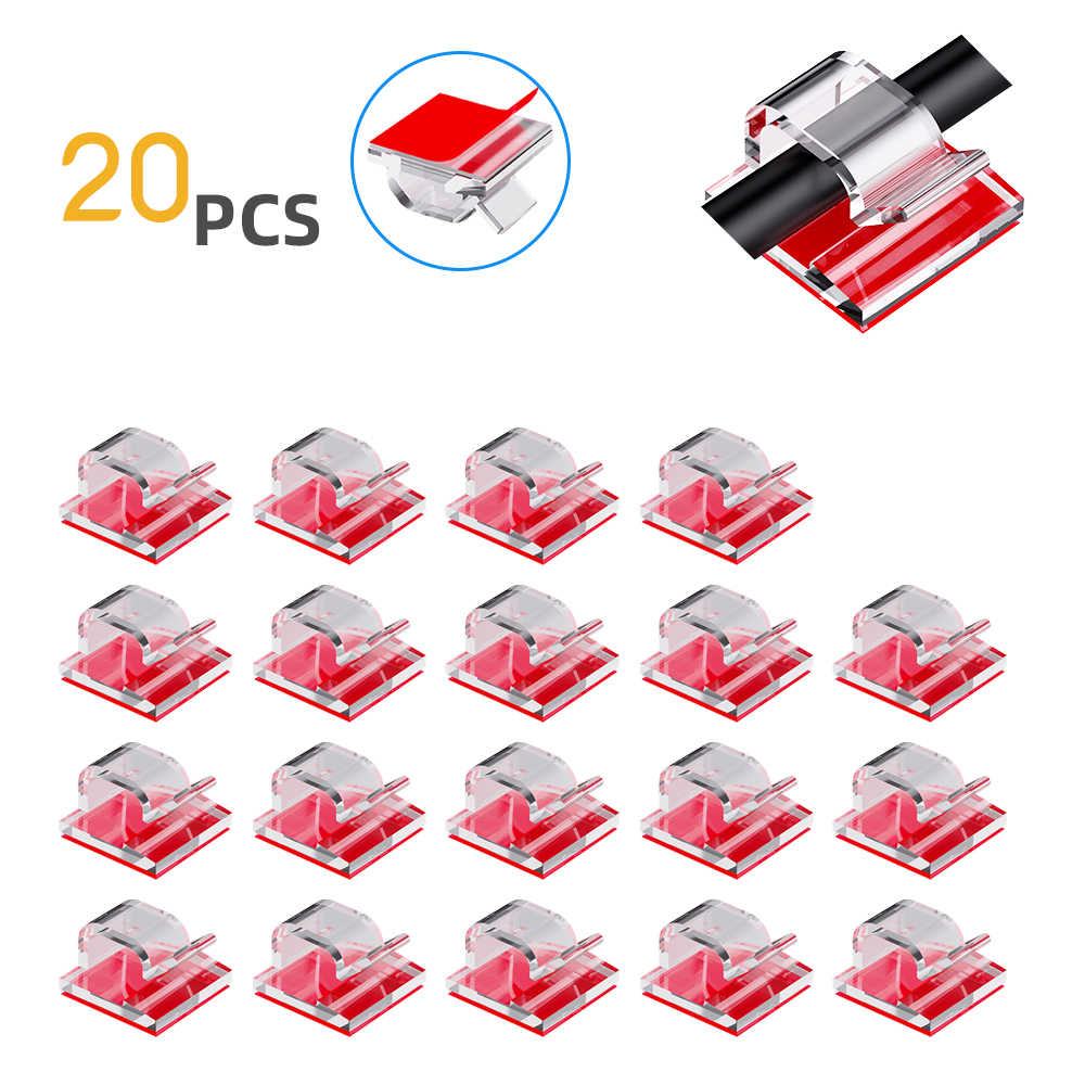 10/20/50/100pcs Cable Clips, Adhesive Cable Organizer Cord Holder, Durable Strong Cable Wire Management for Car, Office and Home PCS Transparent