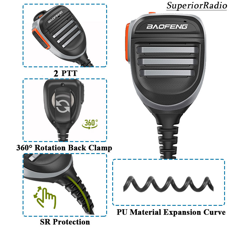 Baofeng Walkie Talkie Speaker Microphone Waterproof PTT Mic For UV-5R UV-16 UV-13 UV-21 UV17 Two Way Radio QuanSheng UV-K5 UV-K6