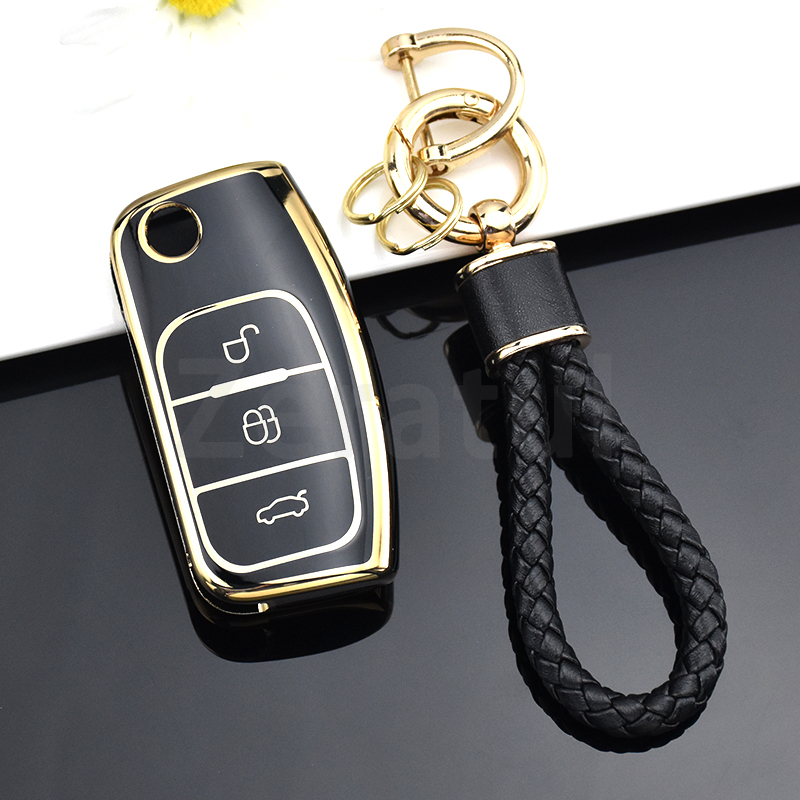 Shell Fob TPU Car Soft Folding Key Case Holder Full Cover For Ford Focus 2 Falcon Escape Galaxy Kuga B-Max C-Max Ecosport Fiesta