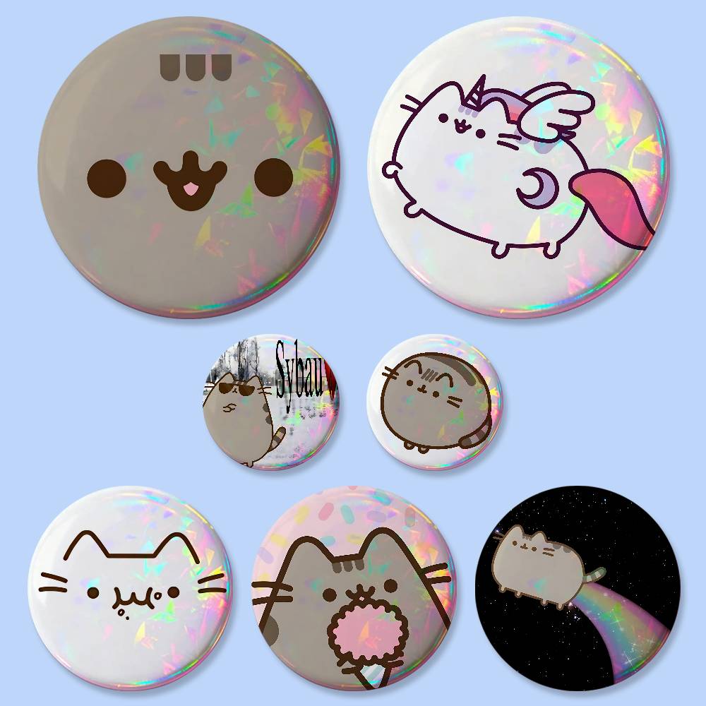 Cute P-PusheenS Badges Button Round Creative Pin Brooch Badge Bag Decor Accessories Fans Collect Friends Gifts
