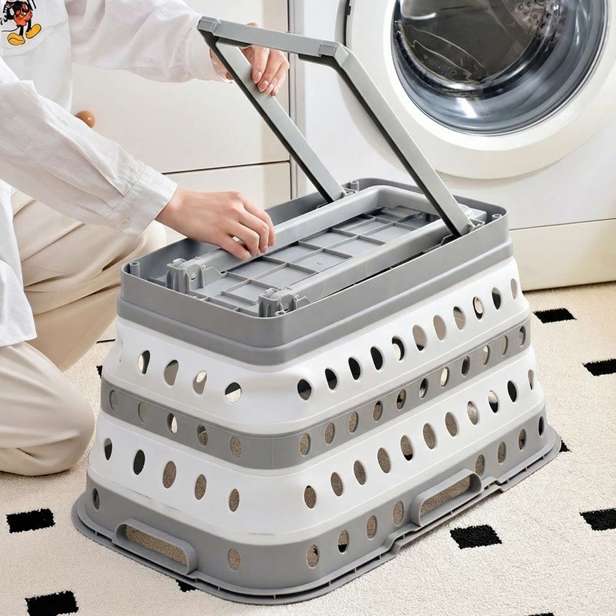 43L Collapsible Plastic Laundry Basket Foldable Pop Up Storage Container/Organizer Washing Tub Space Saving Hamper/Basket