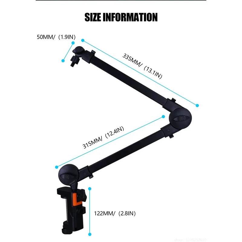 Spring-Free Microphone Arm Stand, Foldable Low Profile Desk Mic Boom Arm with Metal Base, Adjustable Long Arm Cantilever Holder