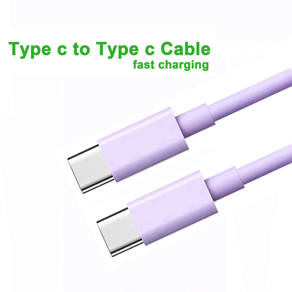 PD 60W USB C to USB Type C Cable Fast Charge Data Cable For Iphone 15 15Pro Huawei Samsung Xiaomi Data Line Black White 1M 2M 3M PURPLE / m
