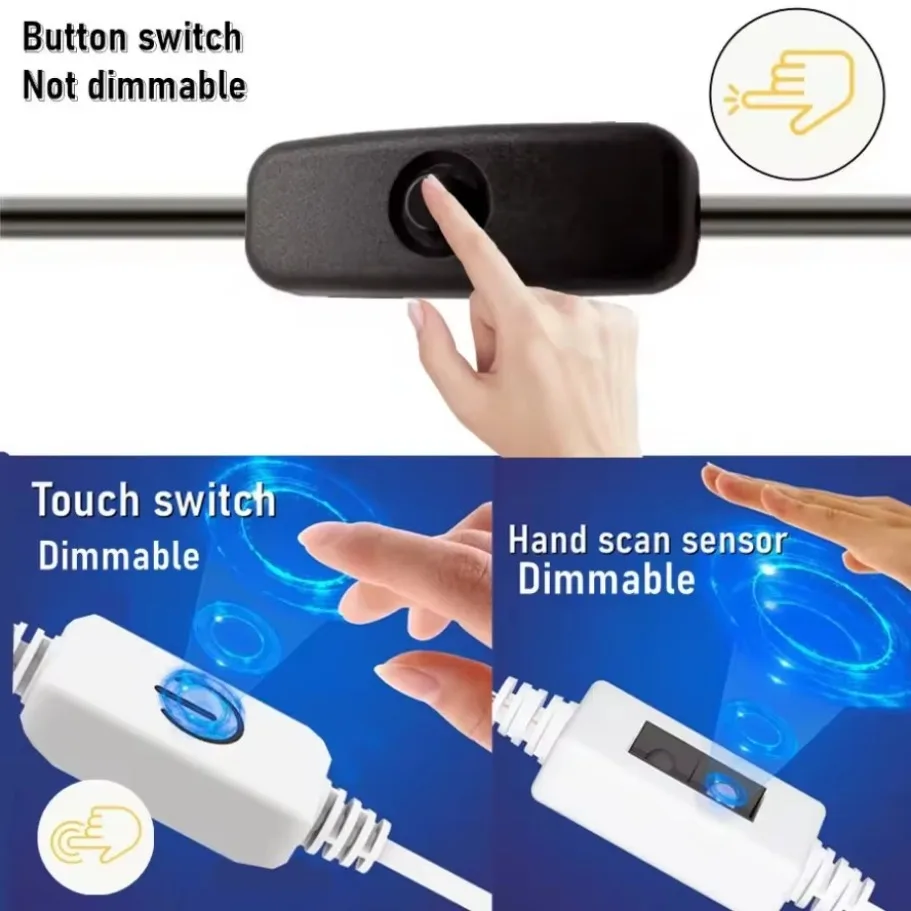 1-5M USB LED Strip Light 5V 320LEDs/M COB Touch Sensor Dimmable Lamp Tape DIY Mirror Backlight TV Kitchen Room Night Lighting