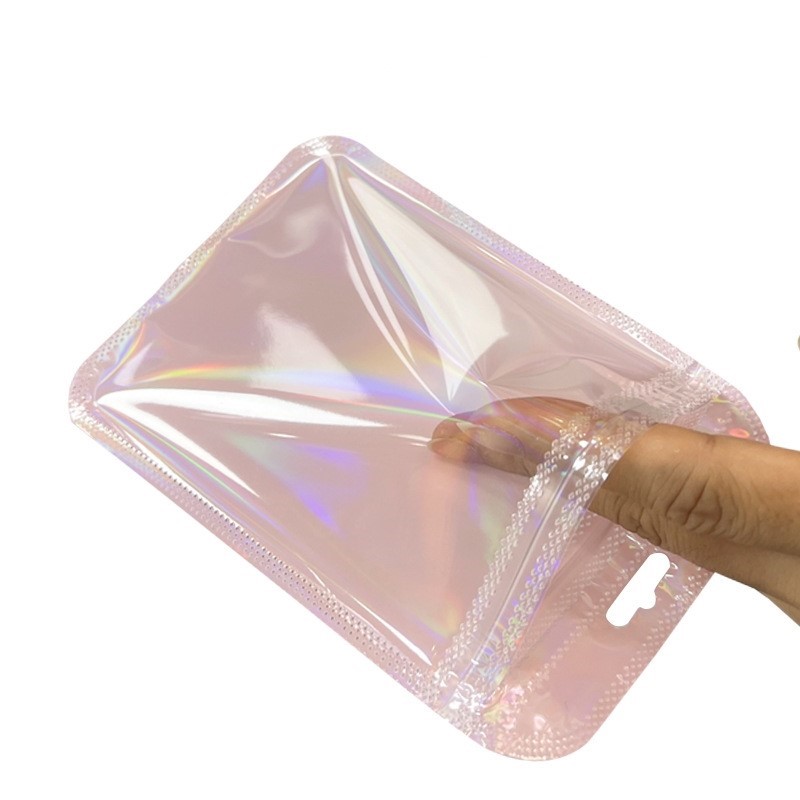 50pcs Holographic Zipper Small Jewelry Bag Pouch For Bead Earring Food Storage Small Business Entrepreneurship Packaging Display