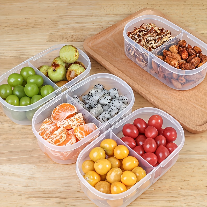 Dual Compartment Food Storage Container Plastic Sealed Easy Clean Reusable for Spices Herbs Lunch Kitchen Camping Office