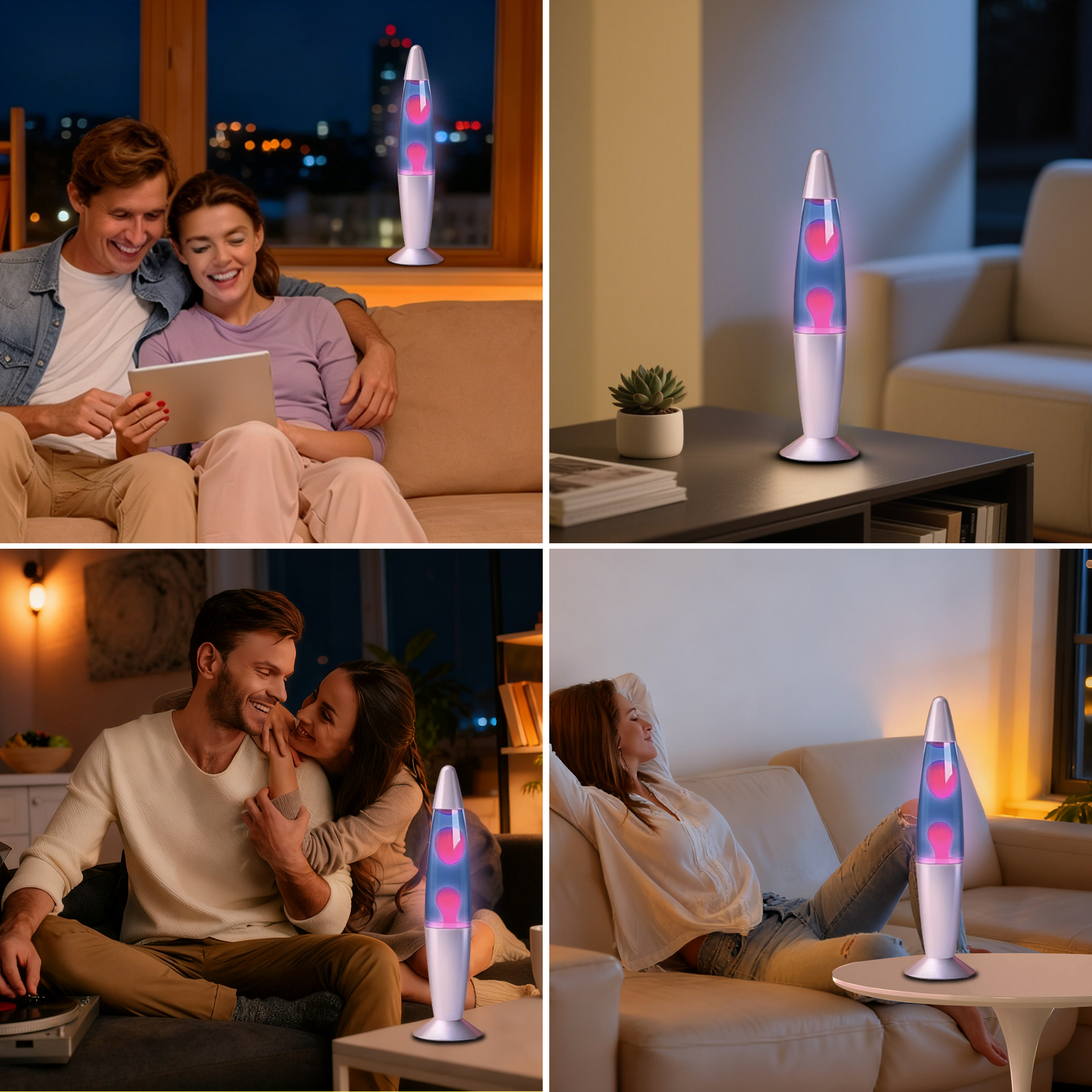 13 Inch Lava Lamp, Pink Wax Blue Liquid Lava Night Light with Silver Base & Cap, 25W Bulb Included, Standard Plug Vintage Motion Lamp for Home Decor Bedroom Office Gift