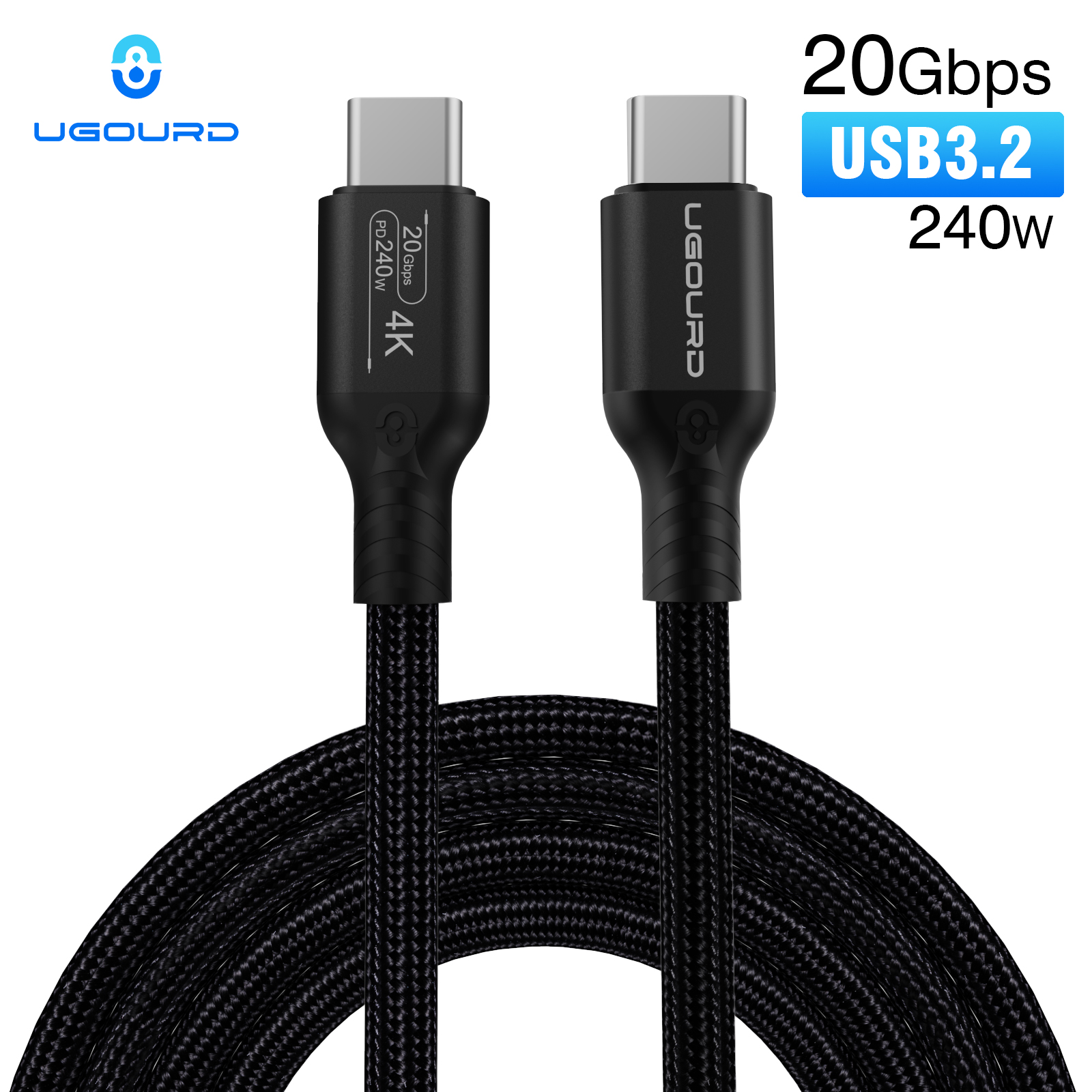 USB3.2 Gen2*2 Full Function Cable 20Gbps Type C to C Cable PD240W Supper Fast Charging For Phone Laptop MacBook Pro iPad iPhone
