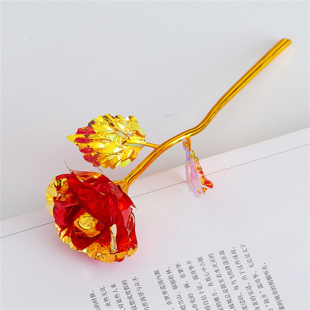 18cm 24k Golden Rose Flower Valentine Day Gift Artificial Roses Foil Rose Flowers Party Wedding Decoration Holiday Present