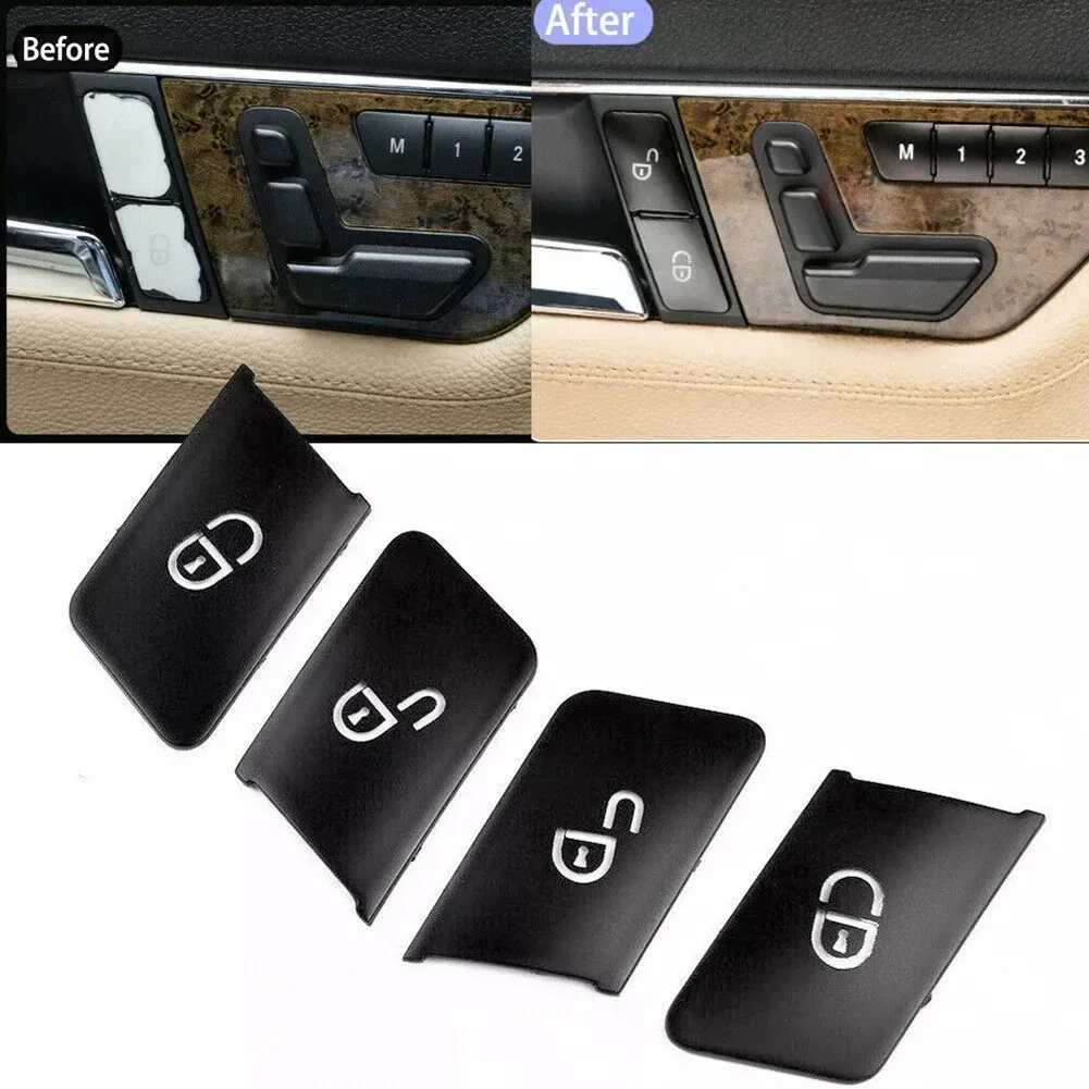 1 Set Car Door Lock Unlock Switch Button Cover For Mercedes For Benz C Class W204 20072014 For E Class W212 20102015 ( 4 Door) Black