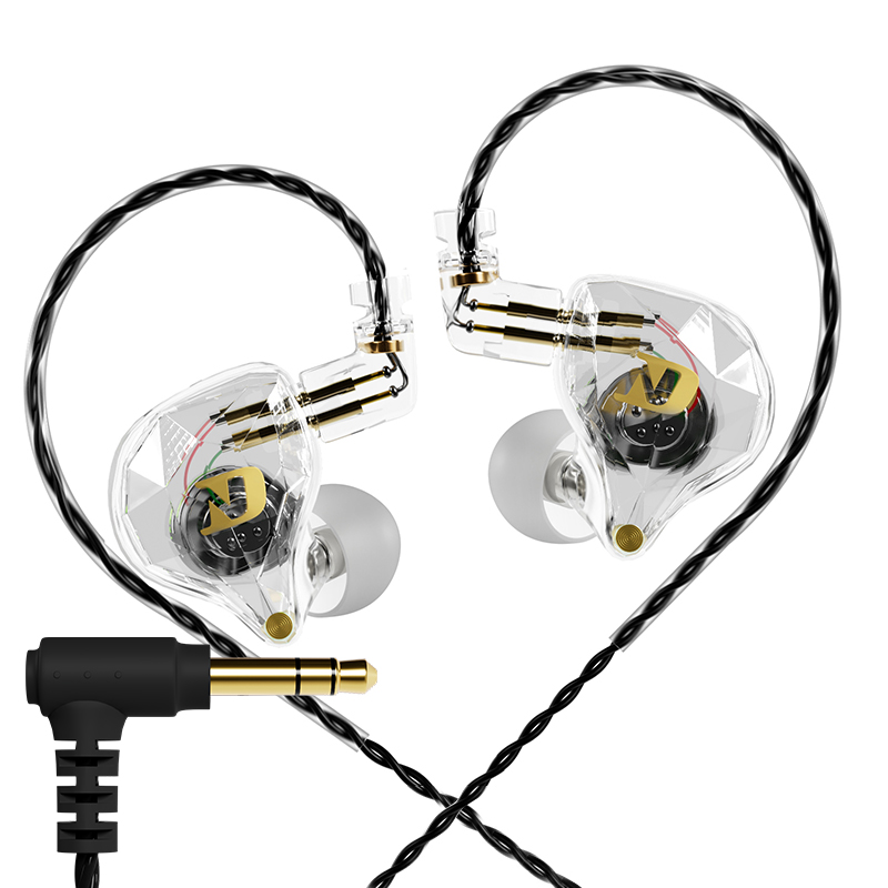 ND NX2 HIFI Earphones Dynamic Stereo Heavy Bass In Ear Monitor Earphone Game Sport Noise Cancelling Headset Detachable Cable NX2 White NO MIC