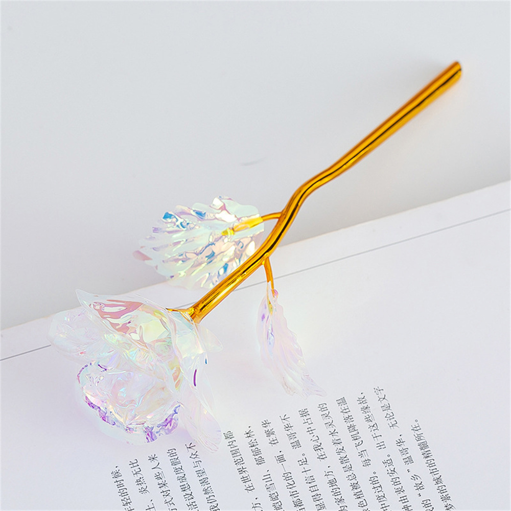 18cm 24k Golden Rose Flower Valentine Day Gift Artificial Roses Foil Rose Flowers Party Wedding Decoration Holiday Present Gold