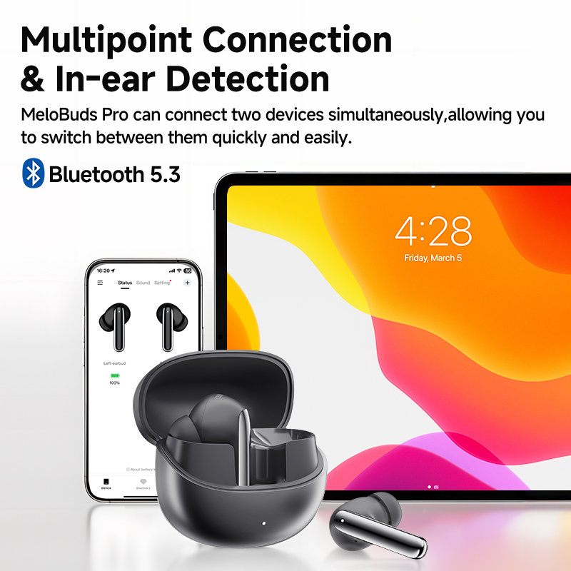 QCY MeloBuds Pro ANC Wireless Bluetooth Earphones 46dB Hybrid ANC Hi-Res LDAC Bluetooth 5.3 Earbuds 6 Mic 34H Playtime