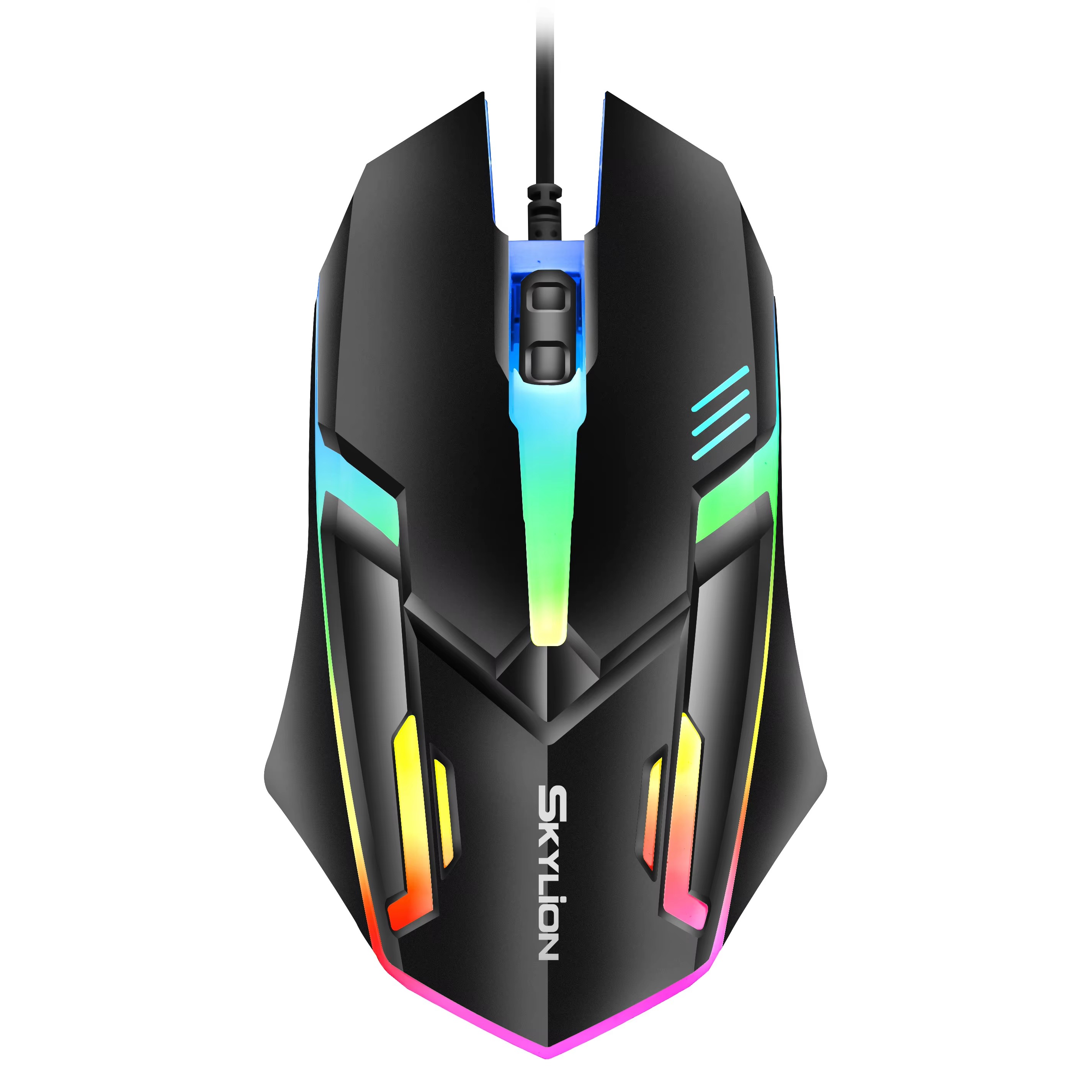 F1 Wired 3 Keys Mouse Colorful Lighting Gaming and Office For Microsoft Windows and Apple IOS System black
