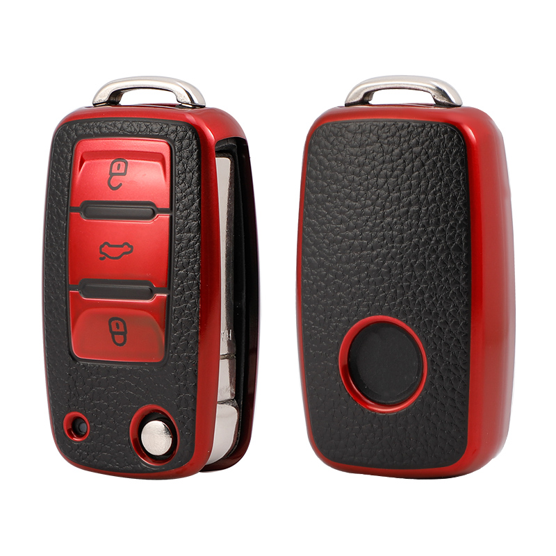 Tpu Leather Car Key Case Full Cover Protection Shell Bag for VW Volkswagen Polo Tiguan Passat Golf Jetta Lavida Skoda Octavia