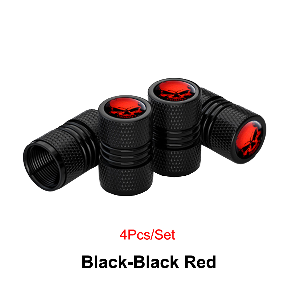 Aluminum Tire Valve Caps, With Rubber Ring, Dust Proof Cover Universal Fit for Cars, SUVs, Bike and Bicycle, Trucks, Motorcycles Black Black Red