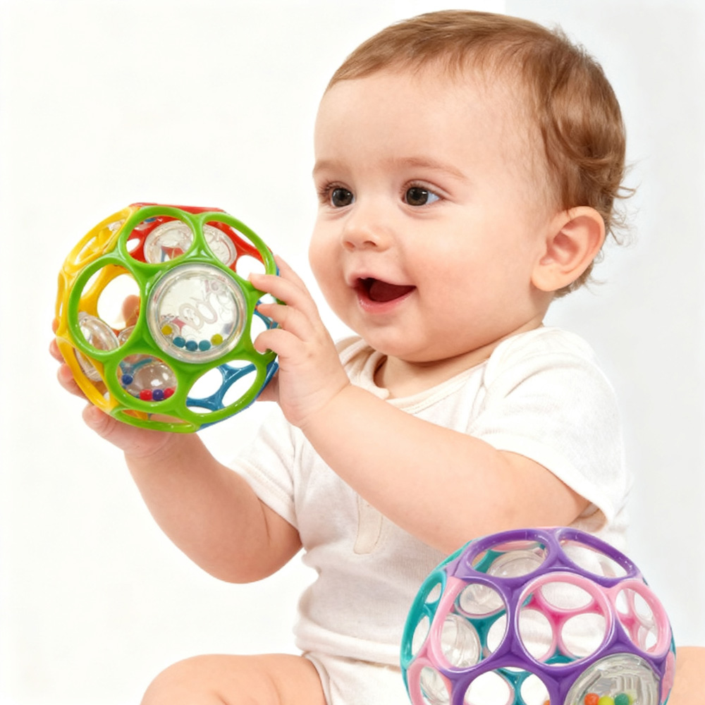 Soft Baby Grasping Ball Rattles with Bell Ball Early Education Educational Sensory Toy Random Color）
